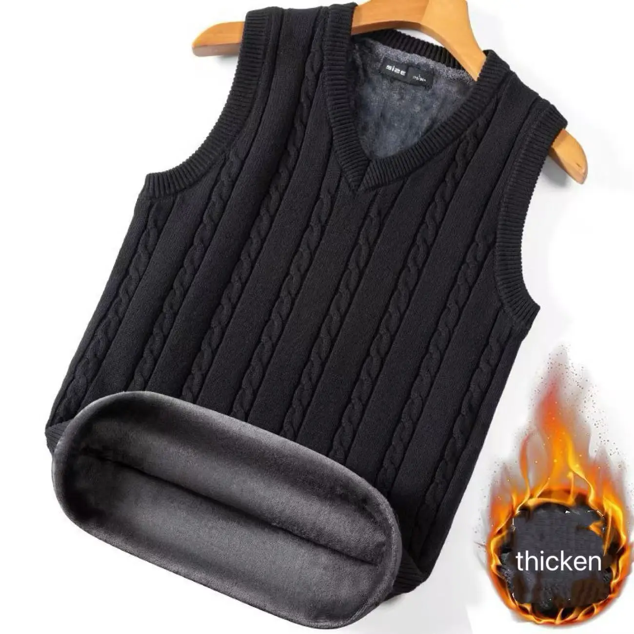 Festive Warm Sweater Vest Men's Thicken Velvet Sleeveless Knit Autumn Winter Casual Fashion Tops Male Coat Vest