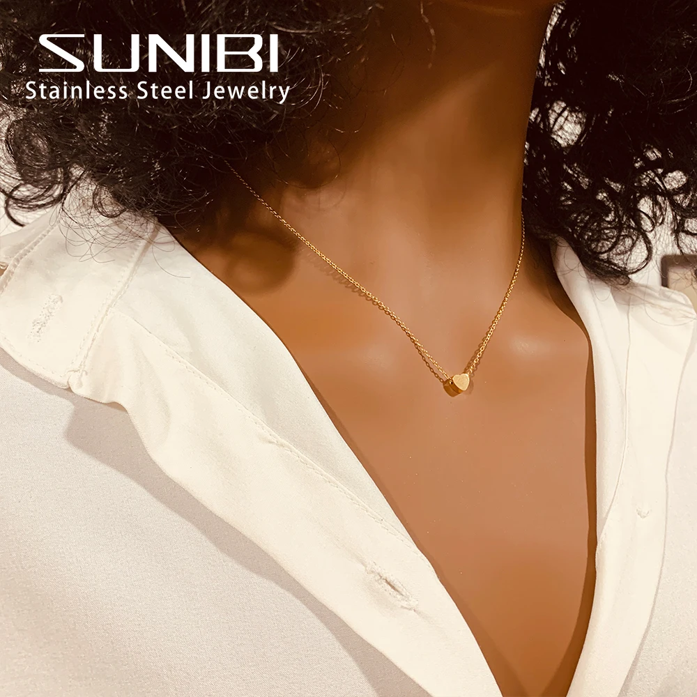 Tiny Heart Choker Necklace for Women Silver Color Chain Smalll Love Necklace Pendant on neck Bohemian Chocker Necklace Jewelry