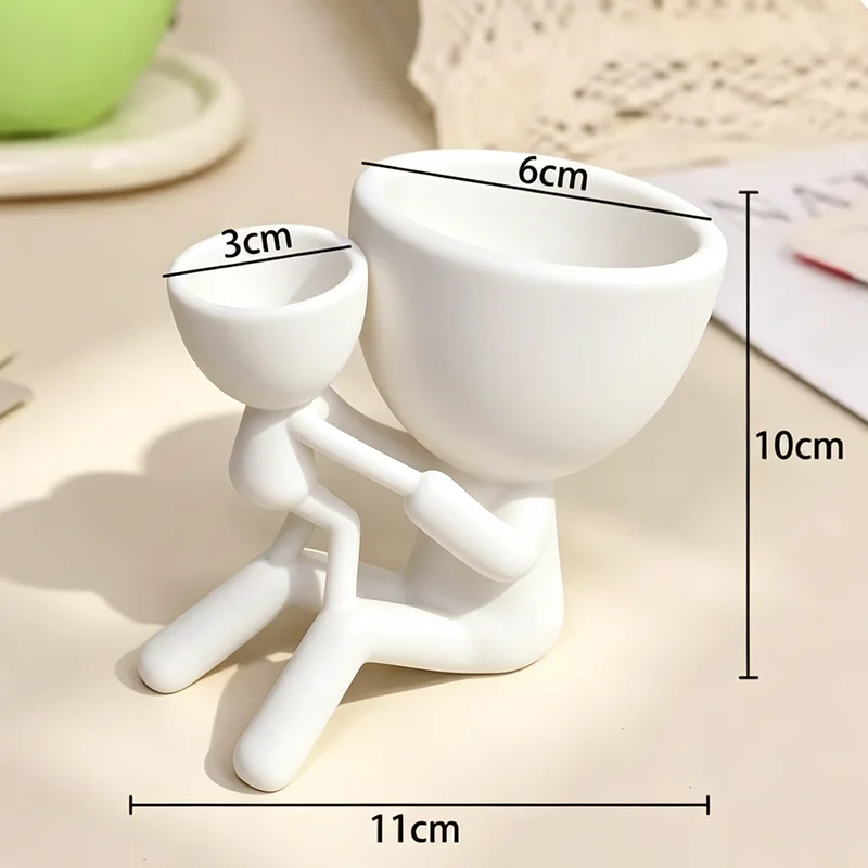 3D Printed Family Figurine Planter Pot Abstract Embracing Human Shape Succulent Container Creative Desktop Vase