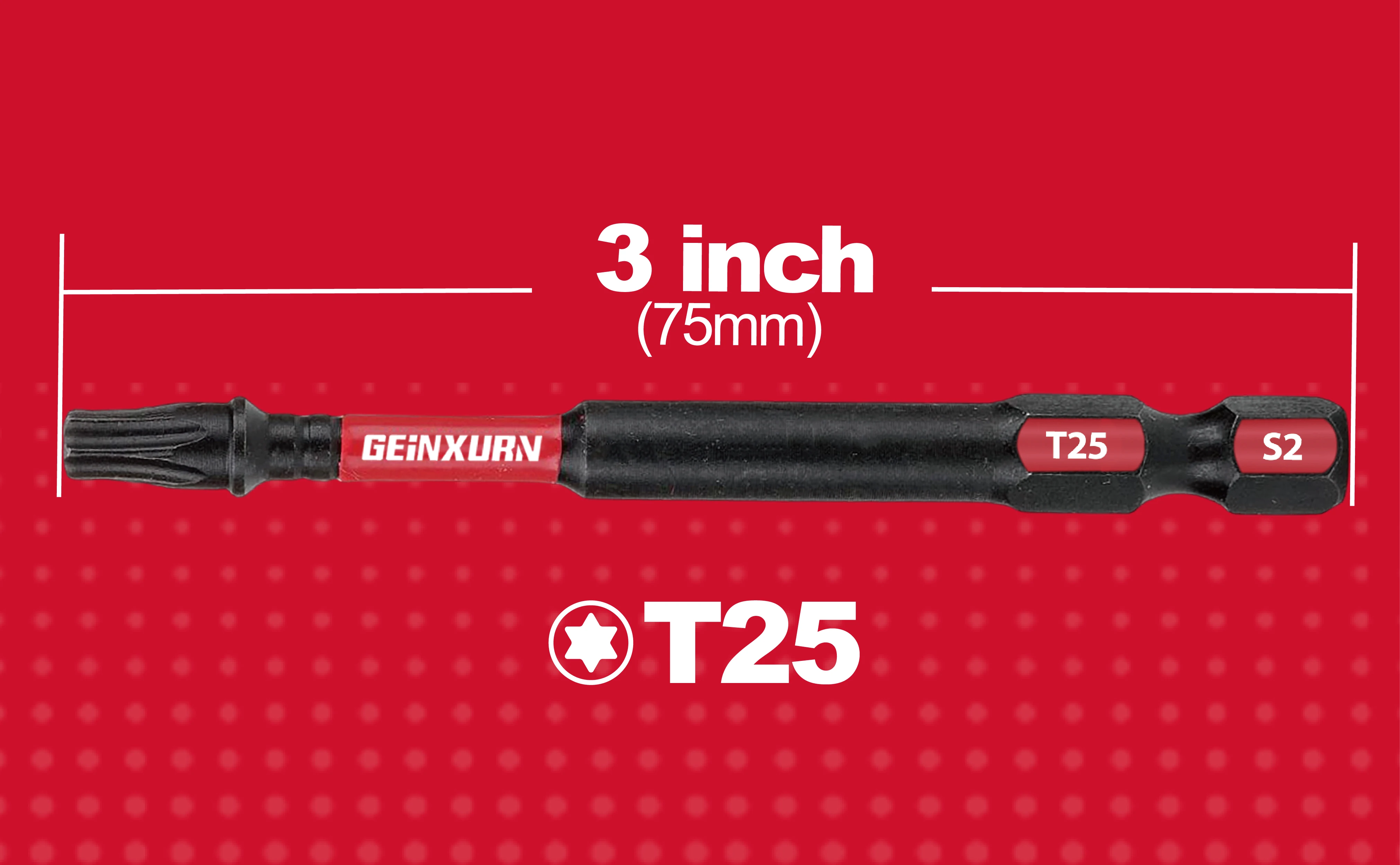 Geinxurn 3 Zoll # 25-Torx-Schlagschrauber-Bit, magnetisches T25-Treiber-Bit-Set aus S2-legiertem Stahl – Detail 2