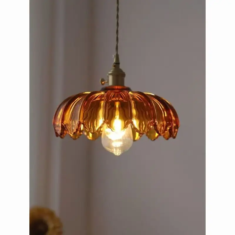 Classics Brass Lamp holder Tea Glass Dining Table LED  Chandelier Vintage Class Chandelier Cafe Bar LED Light