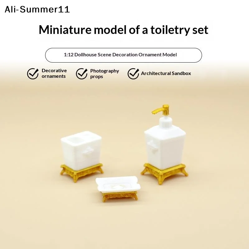【Mm】1/3Pcs Nordic Lotion Bottle & Soap Dish Mini Toothbrush Holder Model 1:12 Scale Dollhouse Miniature Bathroom Accessory Set