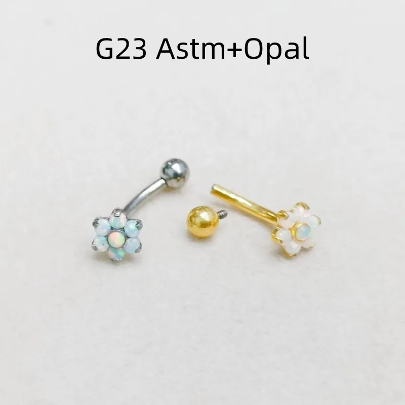 Lot10pcs G23 Titanium Astm F136 Opal Ear Helix Cartilage Daith Tragus Studs Lip Labret Bar Body Jewelry