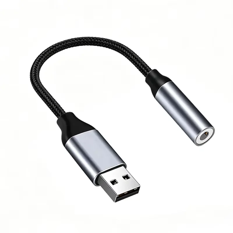 USB to 3.5mm Audio Adapter for Laptop Headphones Microphone External Stereo Sound Card Universal Travel DAC