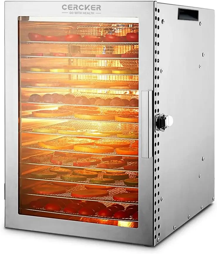 Machine 12 Stainless Steel Trays, 800W Dehydrator for Herbs, 10.9ft² Meat Dehydrator for Jerky,190ºF Temperature