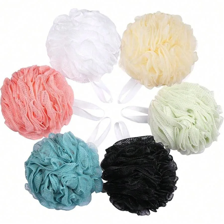 

【New style】6 Pack Large Loofah Bath Sponge Exfoliating Body Scrubber Shower Mesh Pouf Gentle Skin Cleansing For Daily Shower Sp
