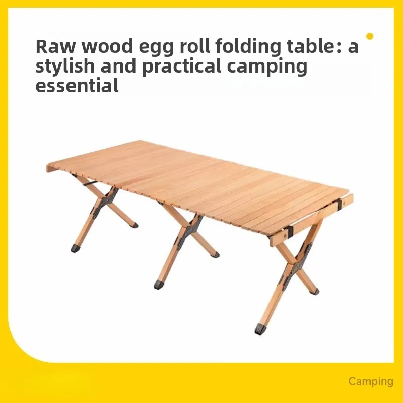 Outdoor Egg Roll Table Folding Tables and Chairs Portable Field Camping Supplies Self-driving Barbecue Picnic Table