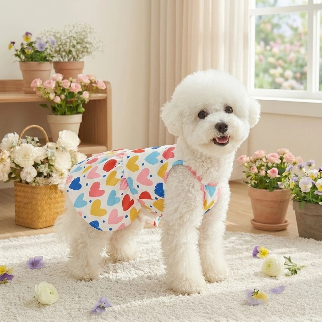 Vestido verano corazones slip para perro y gato talla pequeño/mediano