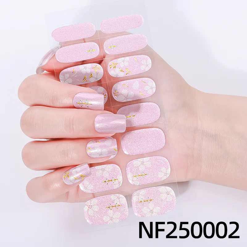 16Tips French Gel Nail Sticker Waterproof French UV Phototherapy Semi Curing Nail Sticker