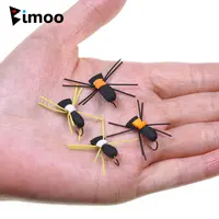 Bimoo 8 piezas # 10 patas de goma espuma escarabajo mosca Artificial patrón terrestre mosca seca flotante para trucha lubina Bluegill Señuelos de pesca