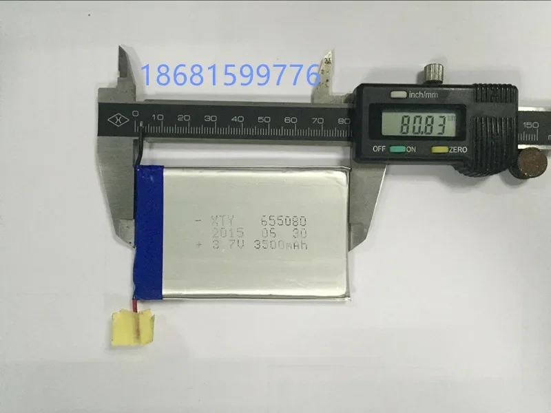 Bateria de polímero de lítio com núcleo 3.7V 655080 3500mah recarregável tesouro Li-ion recarregável