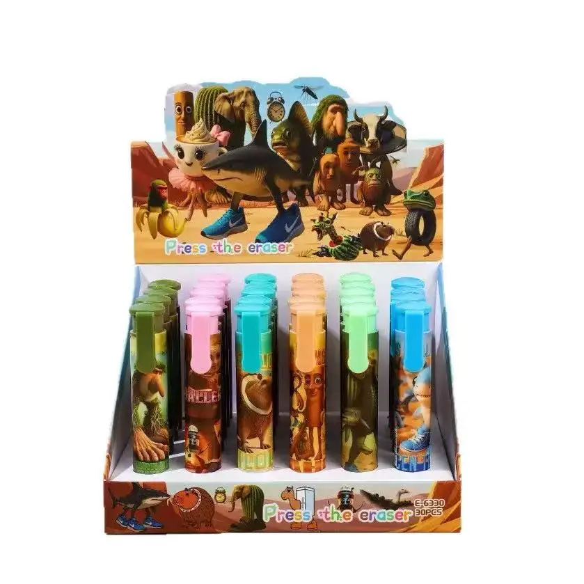 ยางลบการ์ตูนน่ารัก 1/2/4/6 ชิ้น สามารถเปลี่ยนไส้ยางลบได้ ยางลบดินสอแบบยืดหดได้ สำหรับนักเรียน อุปกรณ์การเรียนสำหรับเด็ก ของขวัญ