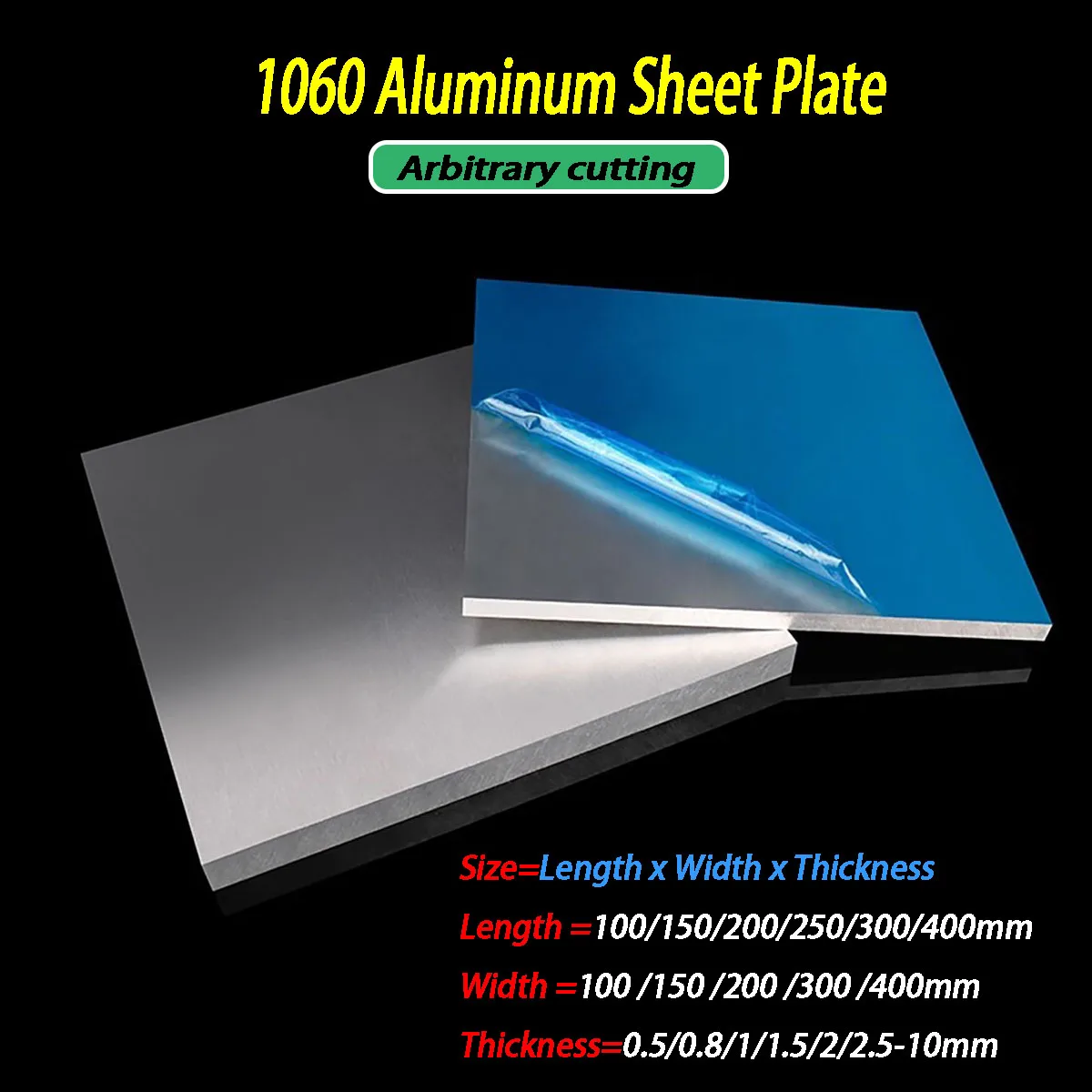 

Thickness=0.5-10mm 1060 Aluminum Sheet Plate Thickness Pure Aluminium DIY Frame Metal Plate Width 100 150 200 300 400mm