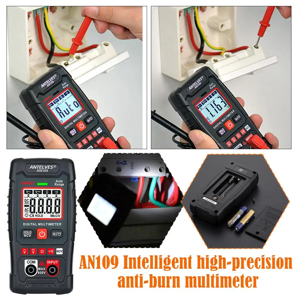 1pcs An109 Multimeter Digital Fully Automatic High-precision Burn Intelligent Anti Electrical Household Instrument Maintena Z7b9