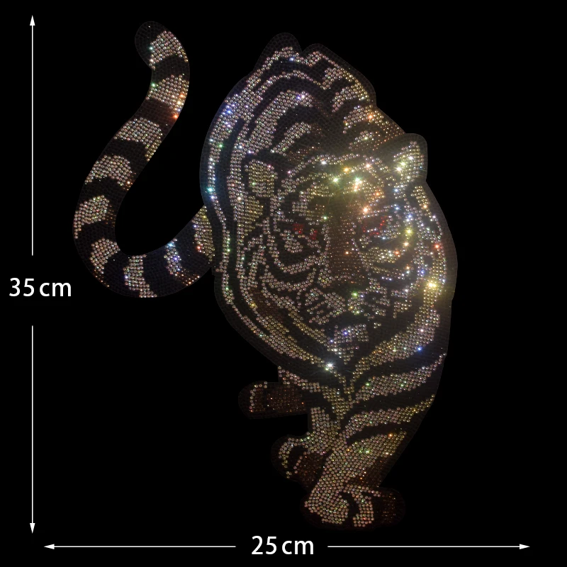 

High-quality rhinestone white tiger pattern ironed on T-shirts, jeans, hoodies and clothing accessories