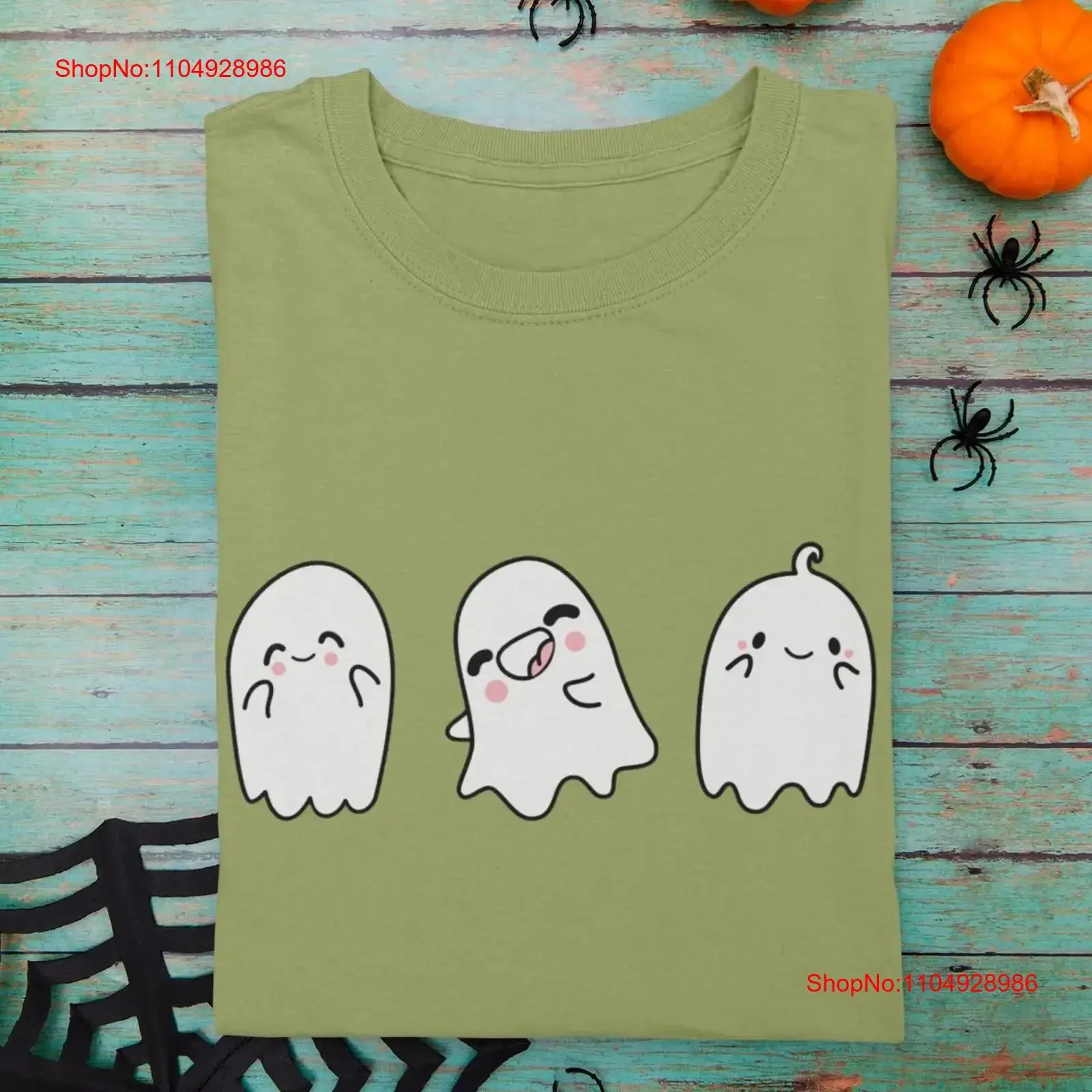 

Футболка в мягком стиле Happy Ghosts, милый забавный костюм призрака на Хэллоуин, топ, идеальная осенняя винтажная стильная универсальная футболка