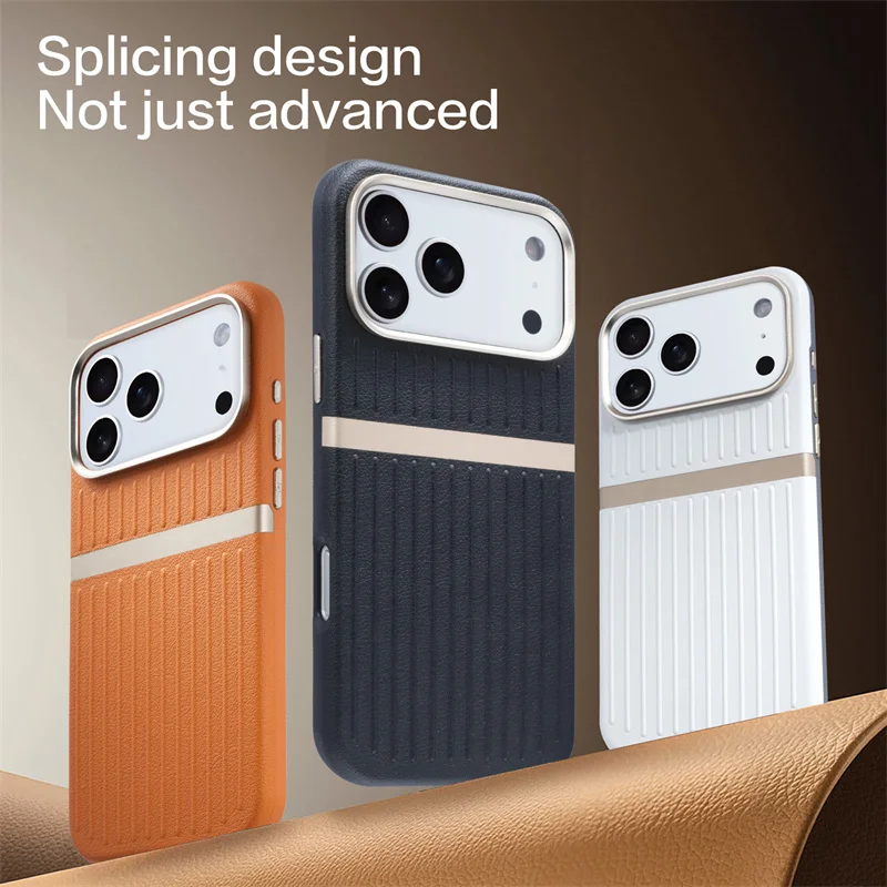 Business Luggage Leather Magnetic Case For iPhone 17 16 15 14 13 Pro Max 17Air For MagSafe Wireless Charging Fashion Cover Funda