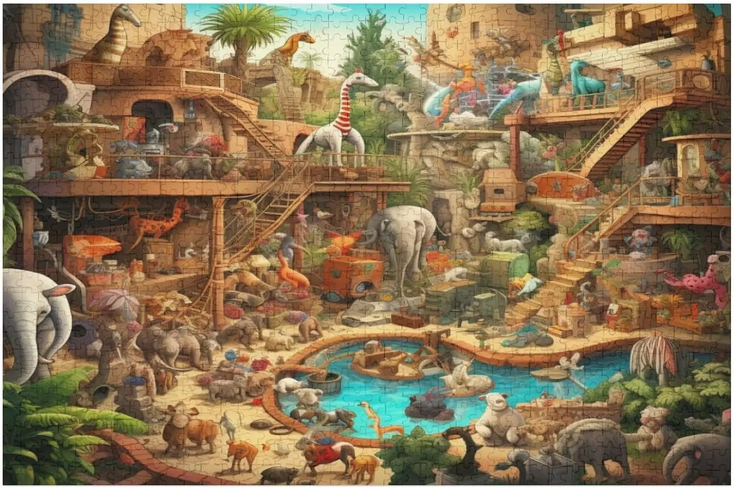 

Small Animal Park Wooden Puzzle 300/500/1000Pcs Jigsaw Puzzle for Gameroom Bedroom Livingroom Party Decor Birthday Holiday Gift