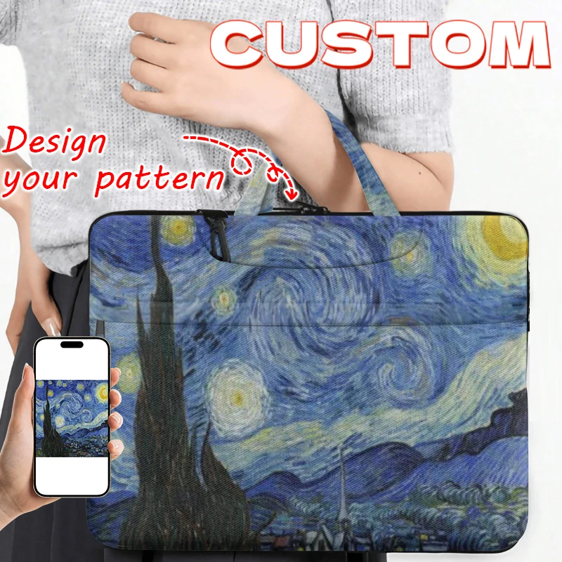 

1 Pc Picture Personalized Laptop Handbags With Handle, Customized Lightweight High Quality Commuting Briefcase Zipper Closure