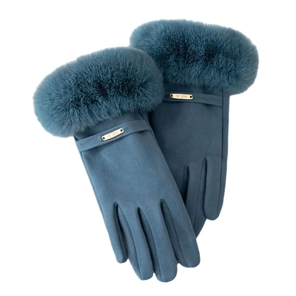 Dames touchscreen winter dameshandschoenen namaakbont fluweel dikker warme wanten thermische ski winddichte handschoenen fietsaccessoires