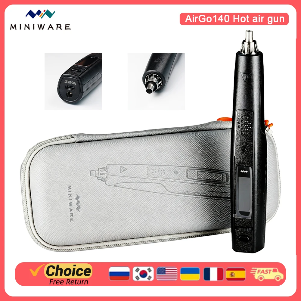 MINIWARE AirGo 140 Heat Gun: PID Temperature Control, Wireless Control via App, 5 Speed Settings
