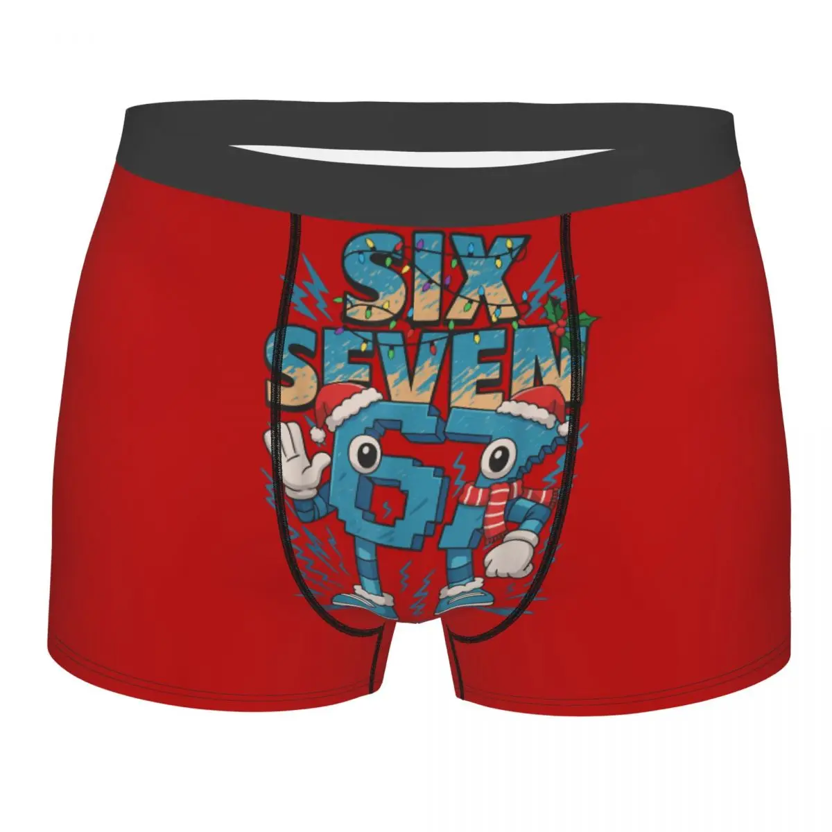 

Men's Funny Kids Meme 67 Six Seven Italian Brainrot Christmas Boxer Shorts Panties Underwear Male Sexy Plus Size Long Underpants