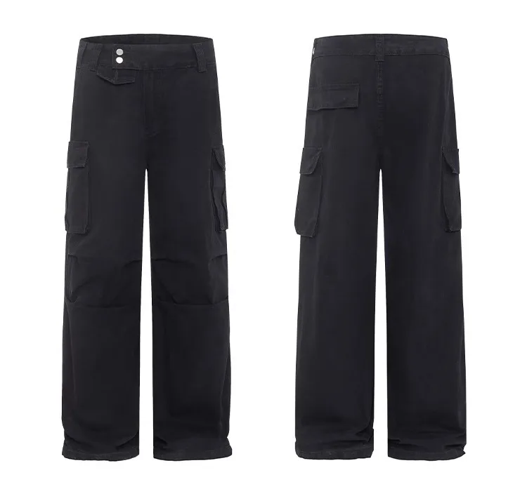High Street Wide-Leg Casual Women's Cargo Pants Streetwear Summer New Y2k Sweatpants Black Flared Long Pants Gothic Clothing 90s
