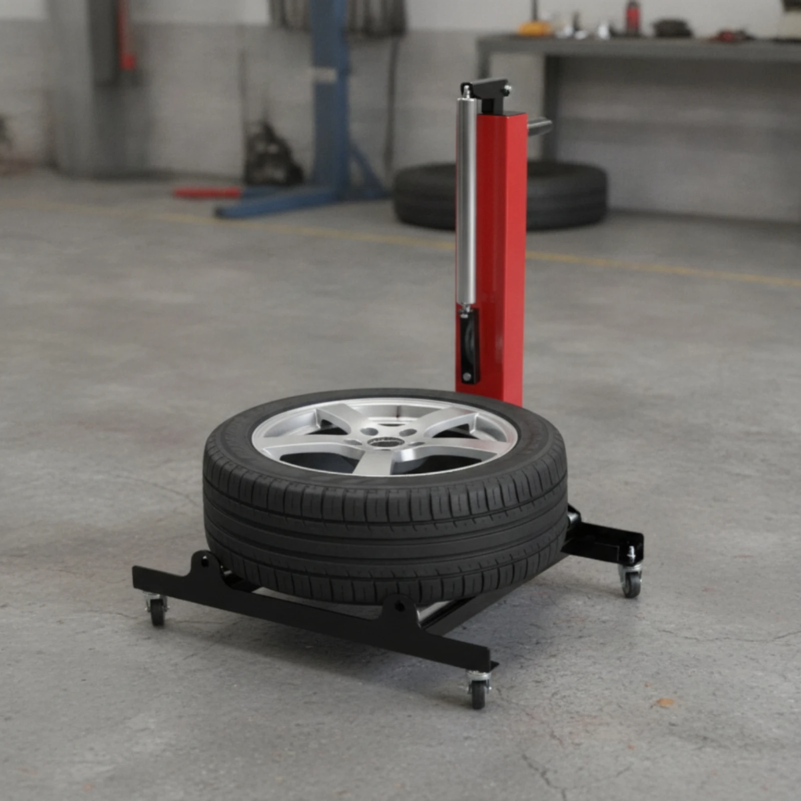 Wheel Cleaning Stand with Rollers Comfortable Working Height Wheel Detailing Stand with Rollers Long-Lasting Metal for Detailers view 2