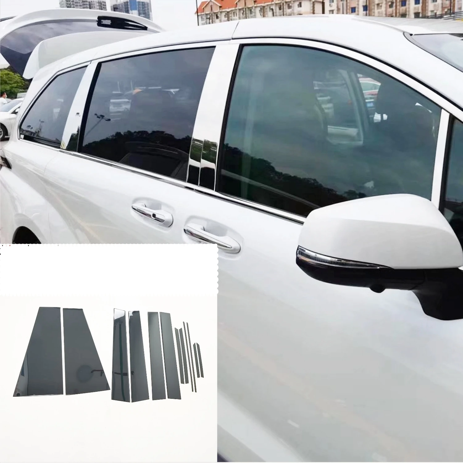 Window Center Pillars Cover Trim For Toyota Sienna 2021 2022 2023 2024 Steel Car Middle Pillars Post Strip Accessories view 2
