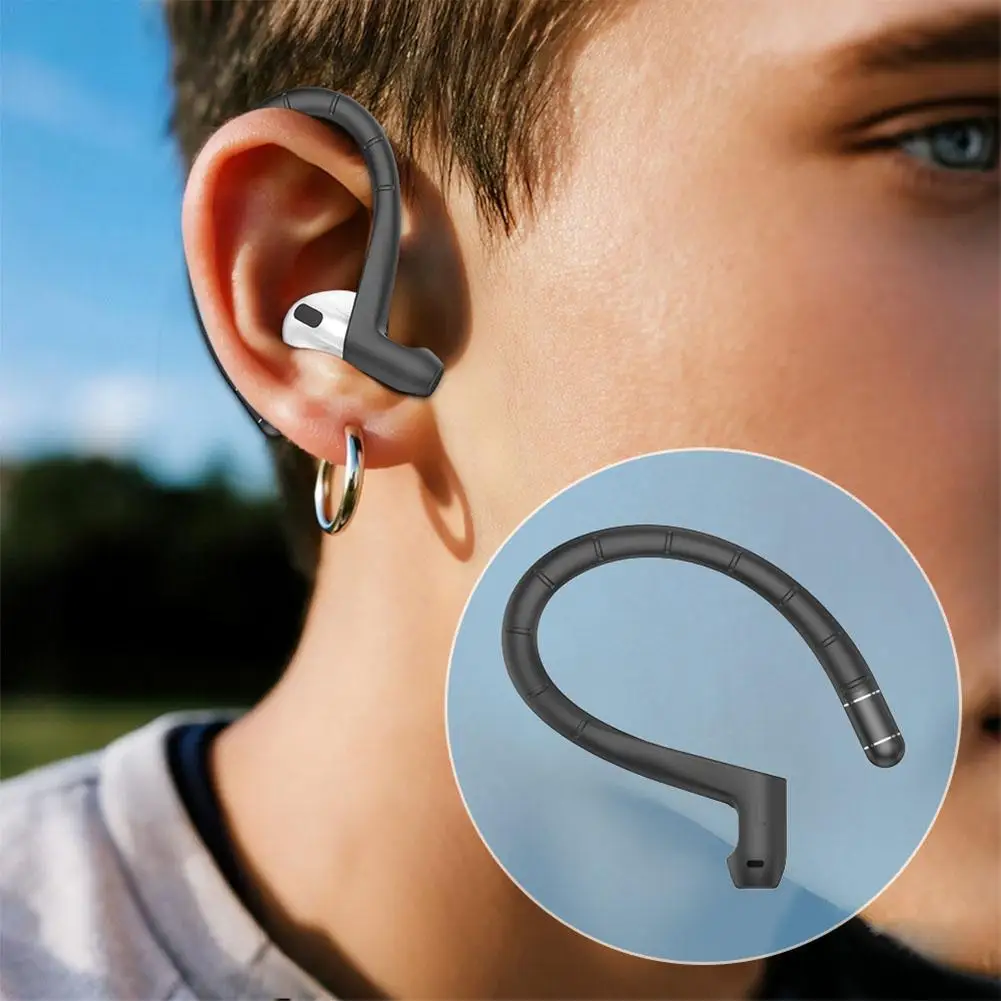 Pour AirPods série Bluetooth écouteurs avec Silicone Anti perte oreilles suspendues couleur unie universel intégré mémoire fil d'acier