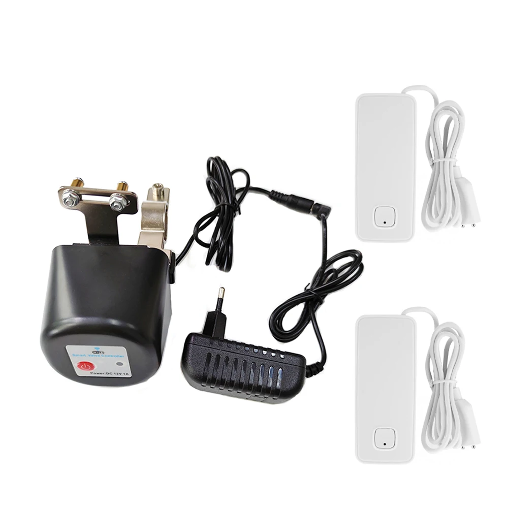 Tuya WiFi Water Leak Detector System DN15 DN20 Valve Manipulator Auto Shut Off Valve with 2PCS Water Sensors Leakage Protection