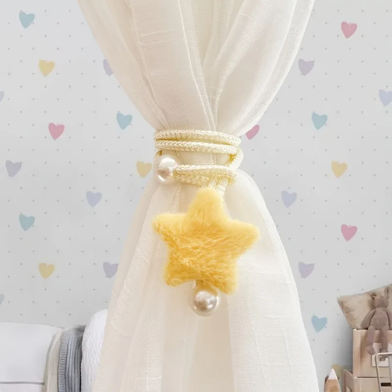 1PC Star decoration curtain tie rope Simple imitation pearl curtain rope gauze curtain strap Cotton tent storage rope
