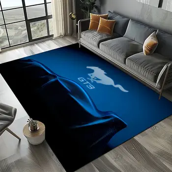 3D福特野馬賽車摩托車地毯,適用於客廳、臥室、家居沙發裝飾,兒童房防滑地墊 6 最佳銷售 地毯車 - №4