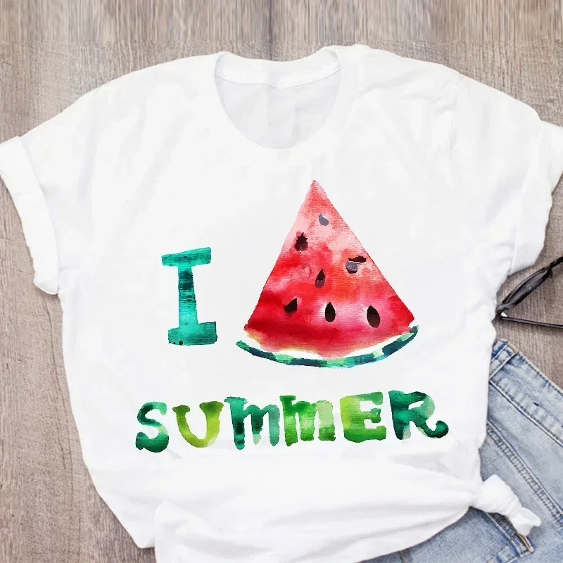

Women Graphic Watermelon Pineapple Printed Fruit Short Sleeve Summer Lady Tops T-Shirt Shirt Womens Clothing Tee Wear T Shirt