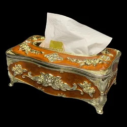 European style tissue box, high-end restaurant napkin extraction box, home decoration desktop paper extraction storage box