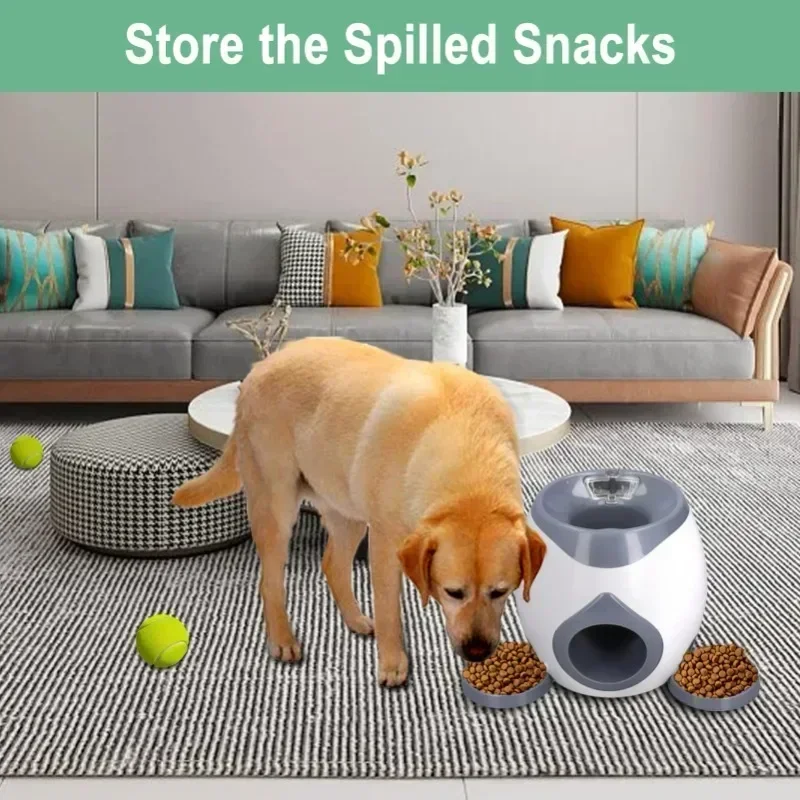 Dog Pet Toys 2 In 1 Tennis Launcher Automatic Throwing Machine Pet Ball Throw Device Interactive Pet Feeder Toy For All Size Dog