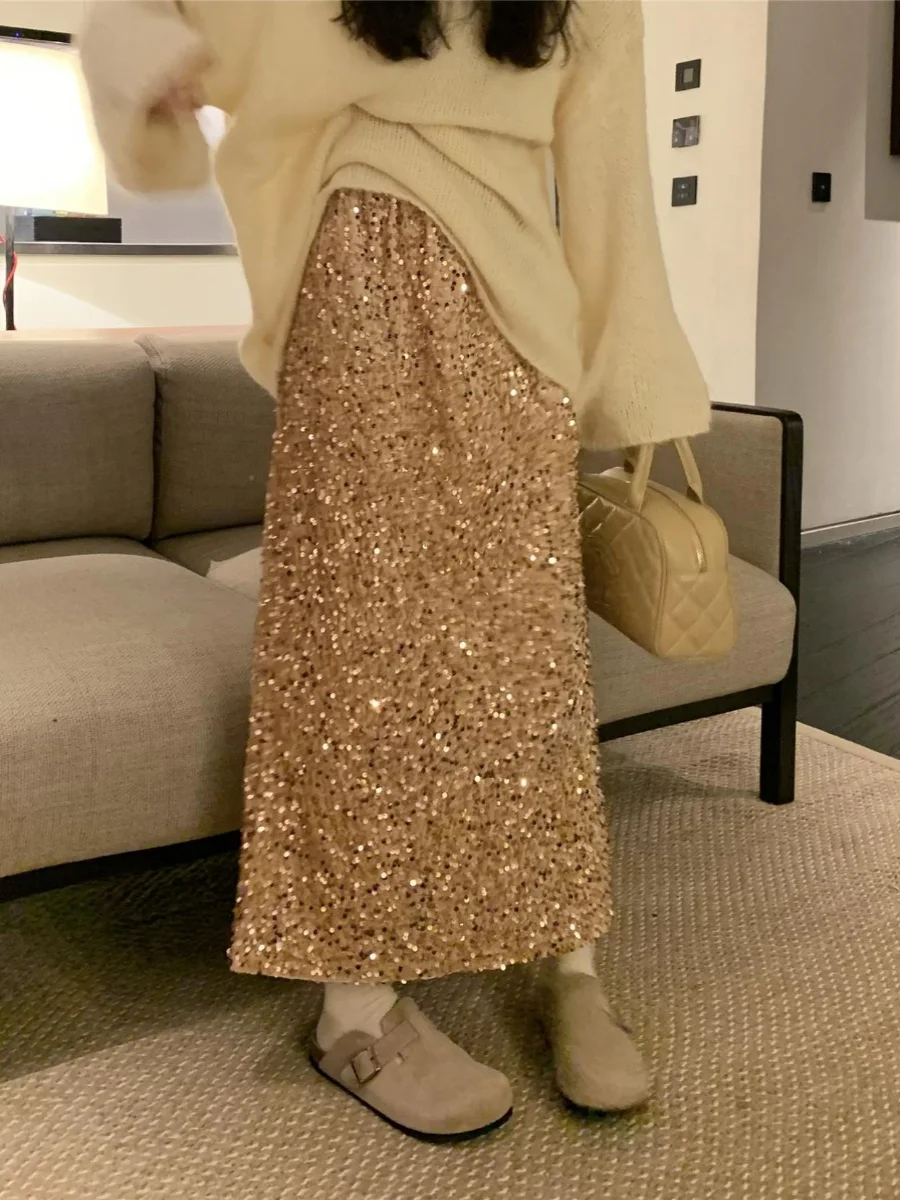 

Бархатная юбка Bla с высокой талией, женская осенне-зимняя новинка, европейские товары, прямая юбка средней длины небольшого размера