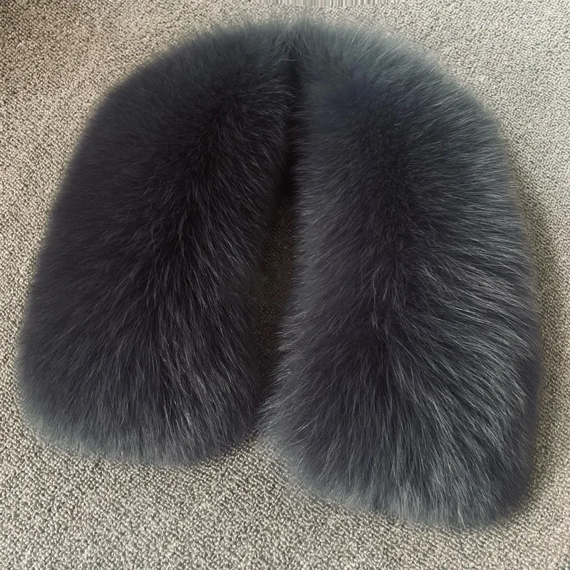 Genuine Real Fox Fur Collar Winter Neck Warmer Large Size Fluffy Fur Scarf Female Fashion Scarves Luxury Fur Collar Decorate