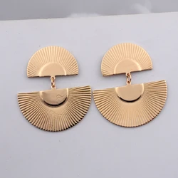Double Layer Sector Drop Earrings for Women Trendy Semicircle Dangle Earrings Wedding Party Personality Geometry Metal Jewelry