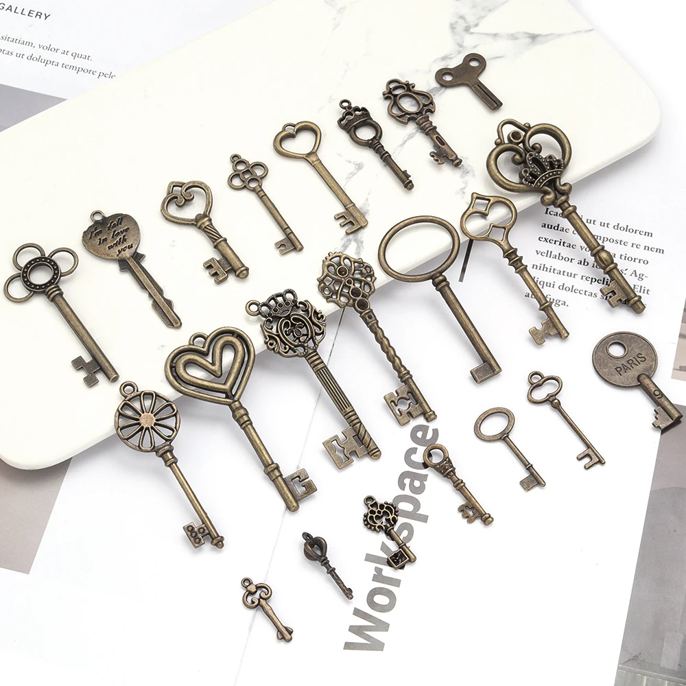 10pcs/lot Alloy Key Pendant Retro Antique Bronze Vintage Key Pendants For DIY Jewelry Making Bracelet Necklace Decor Gifts