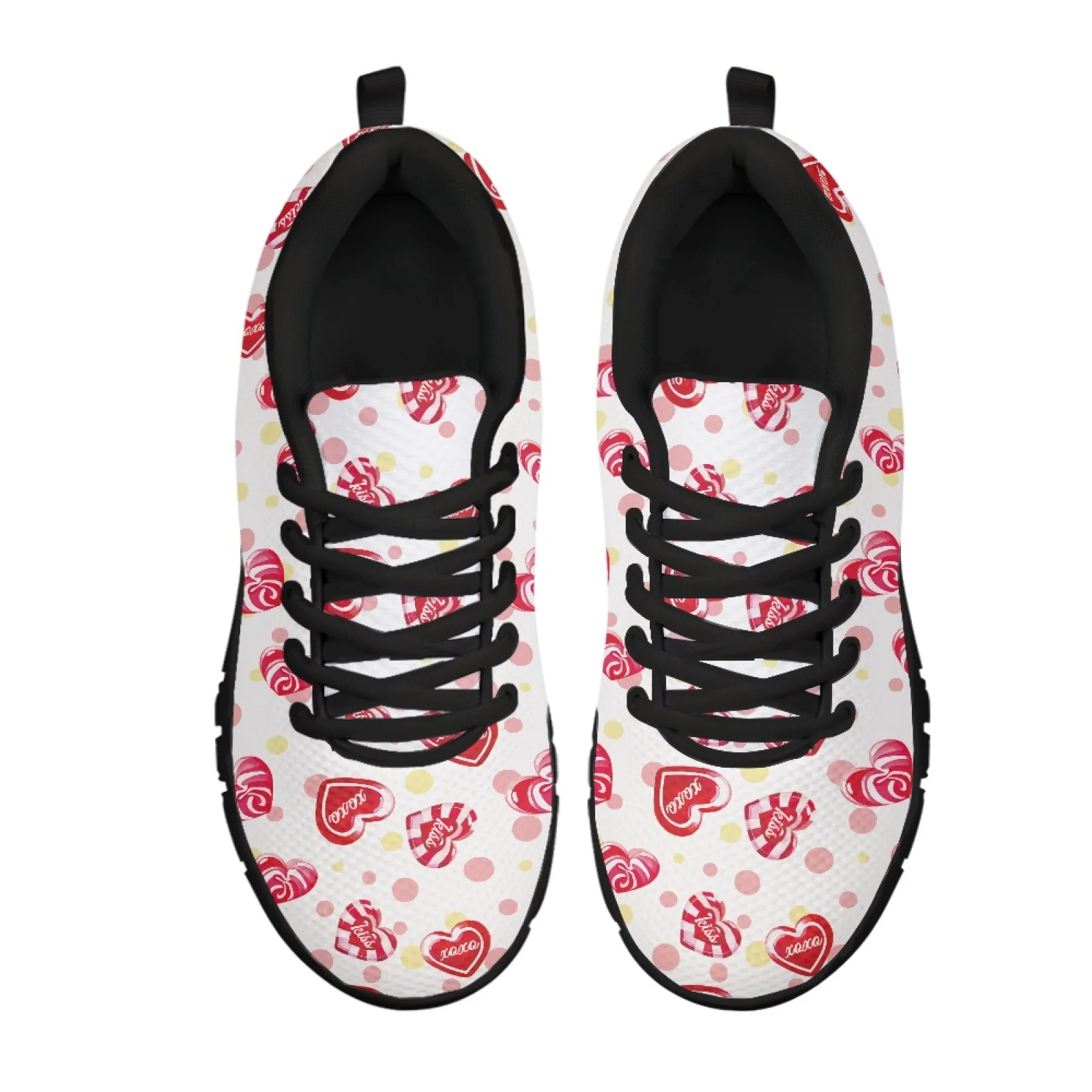 Coloranimal Heart Candy Kisses Men Cushioned Jogging Shoes for Long Standing Hospital Floor Low Top Mens Athletic Sneakers