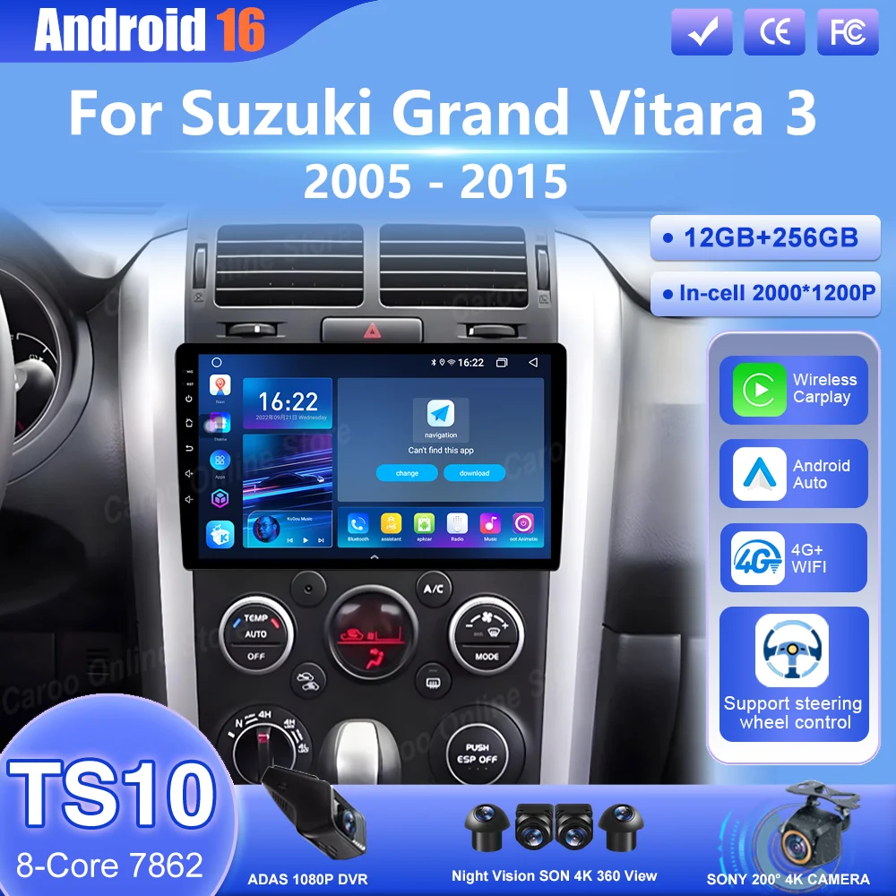 

Android 16 Carplay For Suzuki Grand Vitara 3 2005 2012 2013 2014 2015 Car Multimidia Video GPS Navigaion Stereo Radio WIFI DSP