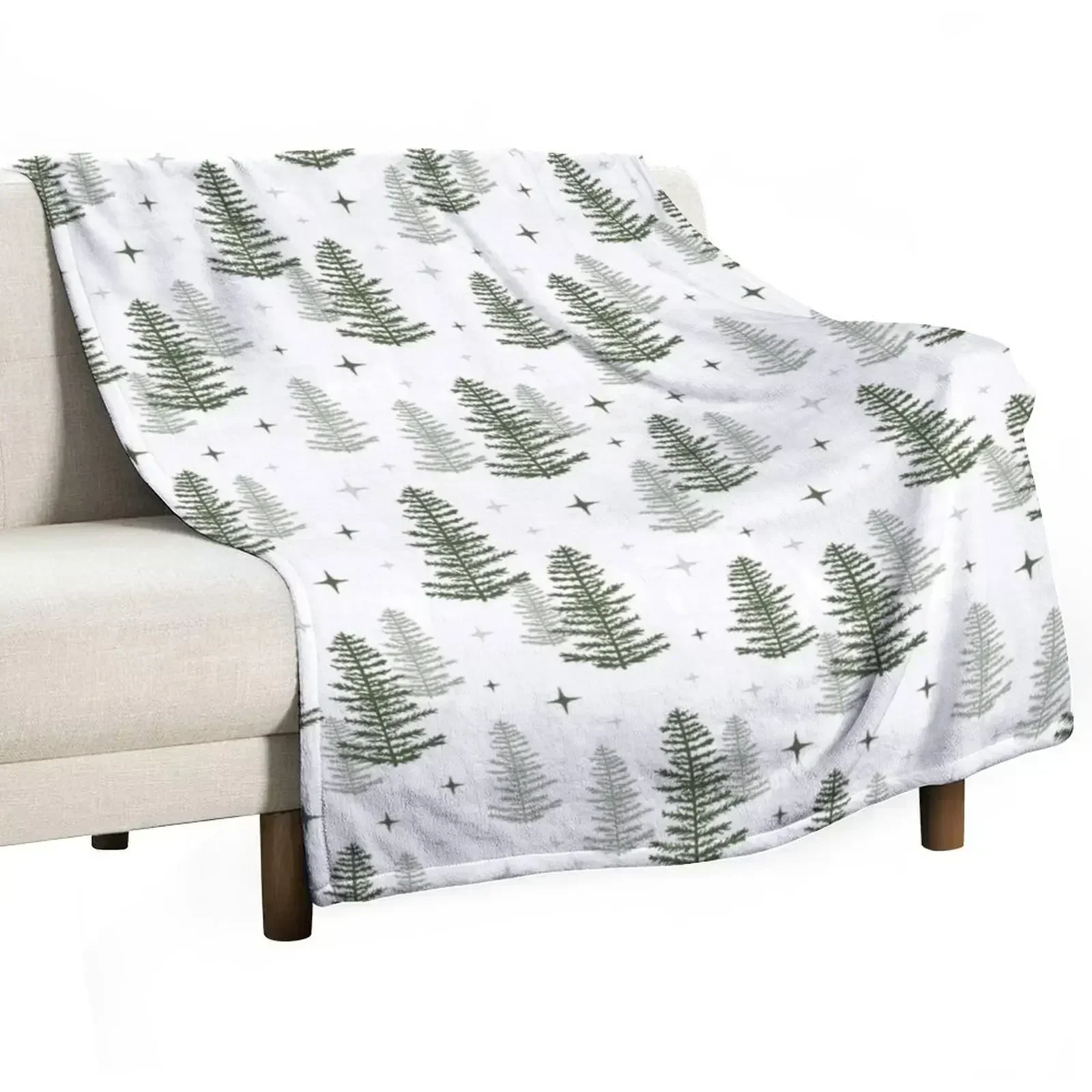 

Christmas Night with green trees Throw Blanket Baby Hairy Blankets