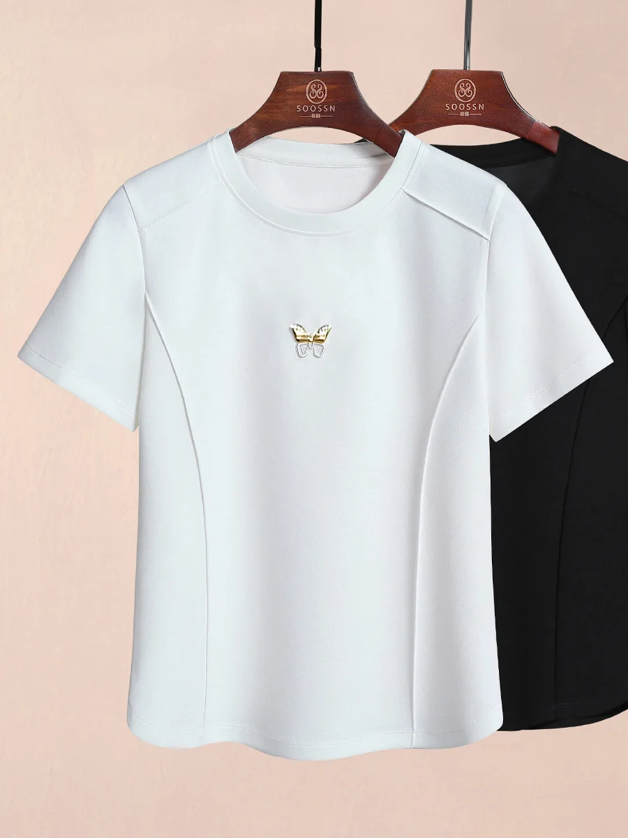 White Women\'s Top Plus Size Door Cool T-shirt 2024 Summer Free Women\'s Clothing Korean Fashion Shirt Y2k 3xl