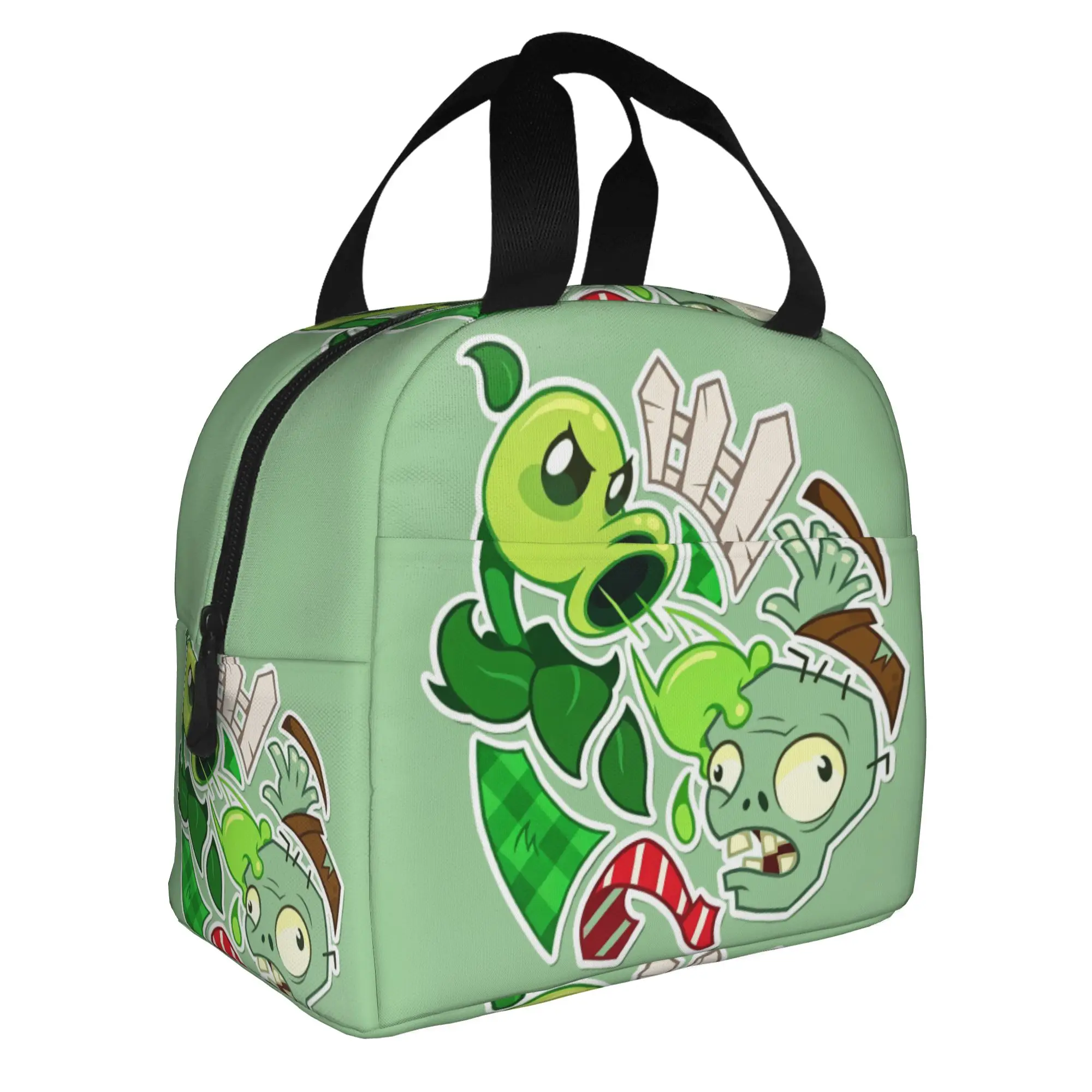 P-Plantsed Vs. Zombiesed Lunch Bag Women Funny Game Vegetable Print Cooler Warm Insulated Lunch Boxes for Adult Office