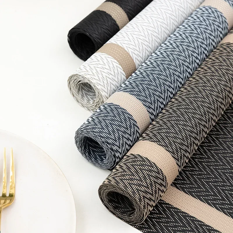 30X180CM Woven Vinyl Table Runner Mats for Dining Kitchen Waterproof Oilproof Tableclothes Anti-Skid Washable PVC Table Mats