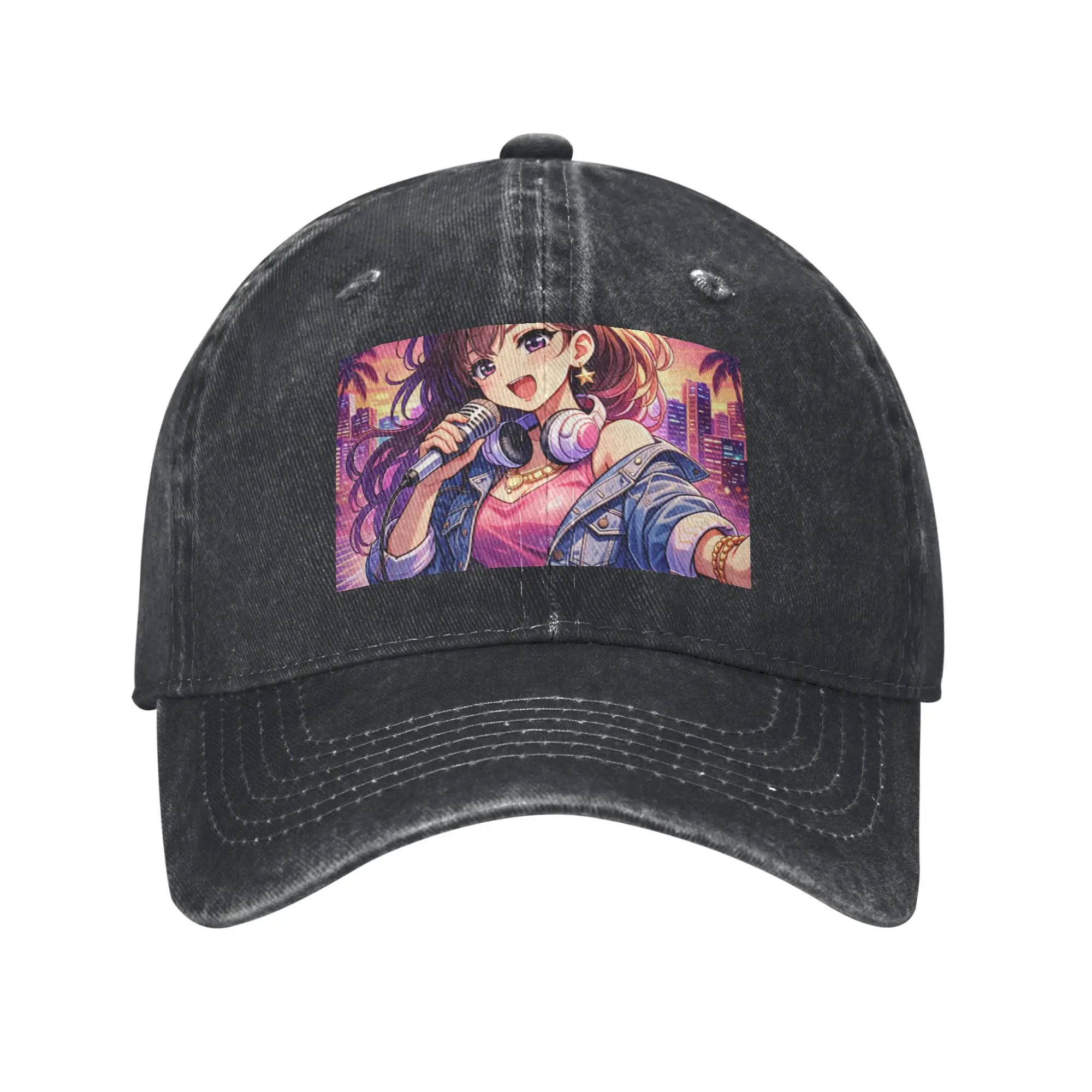 Anime Singer Idol Vaporwave City Pop Aesthetic Music Girl Art Fashion Baseball Cap  Gift Caps Men  Basketball Game Caps Men