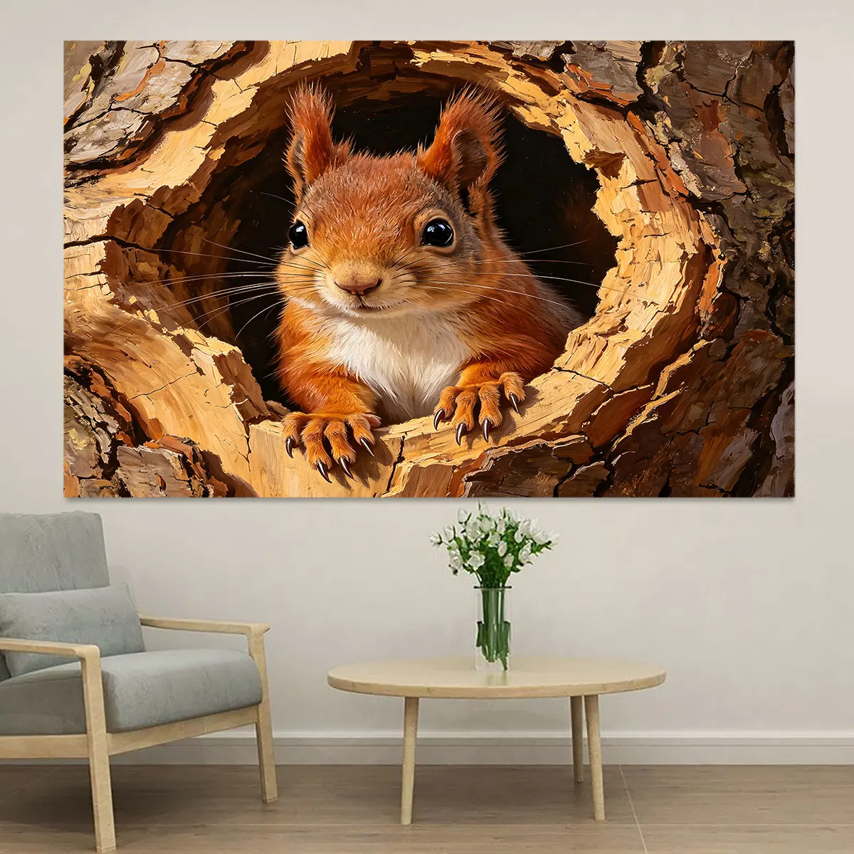 PVC self-adhesive tree hole squirrel wall stickers for wall decoration and concealing imperfections