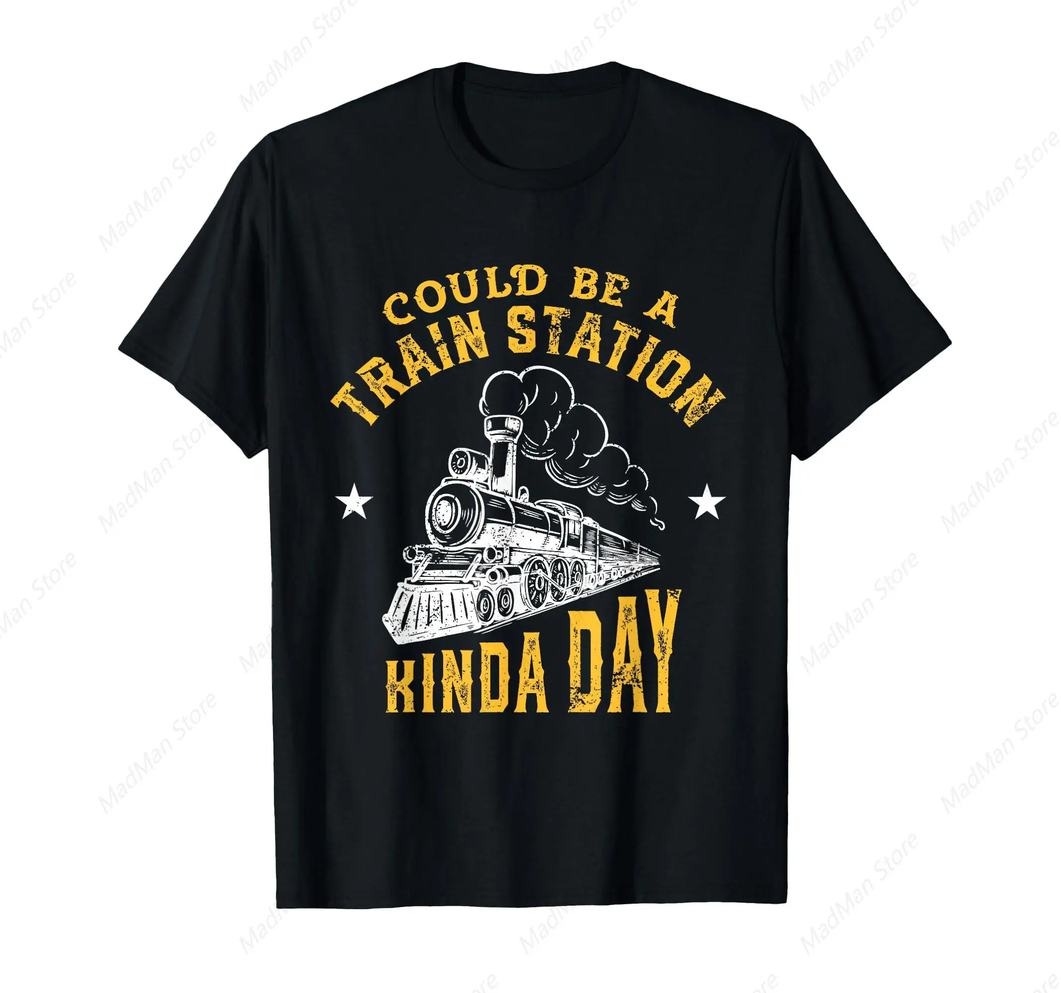 Could Be A Train Station Kind of Day T-Shirt for Men Women Cotton Top Tee Fashion Casual Short Sleeves