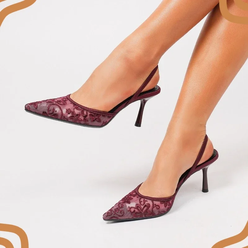 Retro Womens Shoes Exquisite Embroidery High Heel Sandals for Woman Elegant Banquet Wedding Shoes Designer Shoes Sandalias Mujer